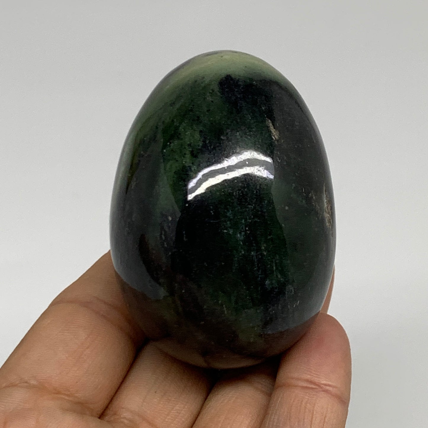 179.9g, 2.4"x1.7" Natural Green Serpentine Egg Polished Gemstone, B35302