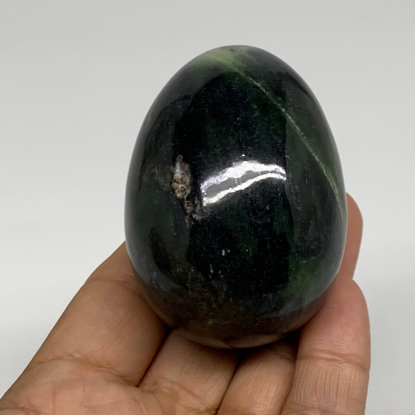 179.9g, 2.4"x1.7" Natural Green Serpentine Egg Polished Gemstone, B35302