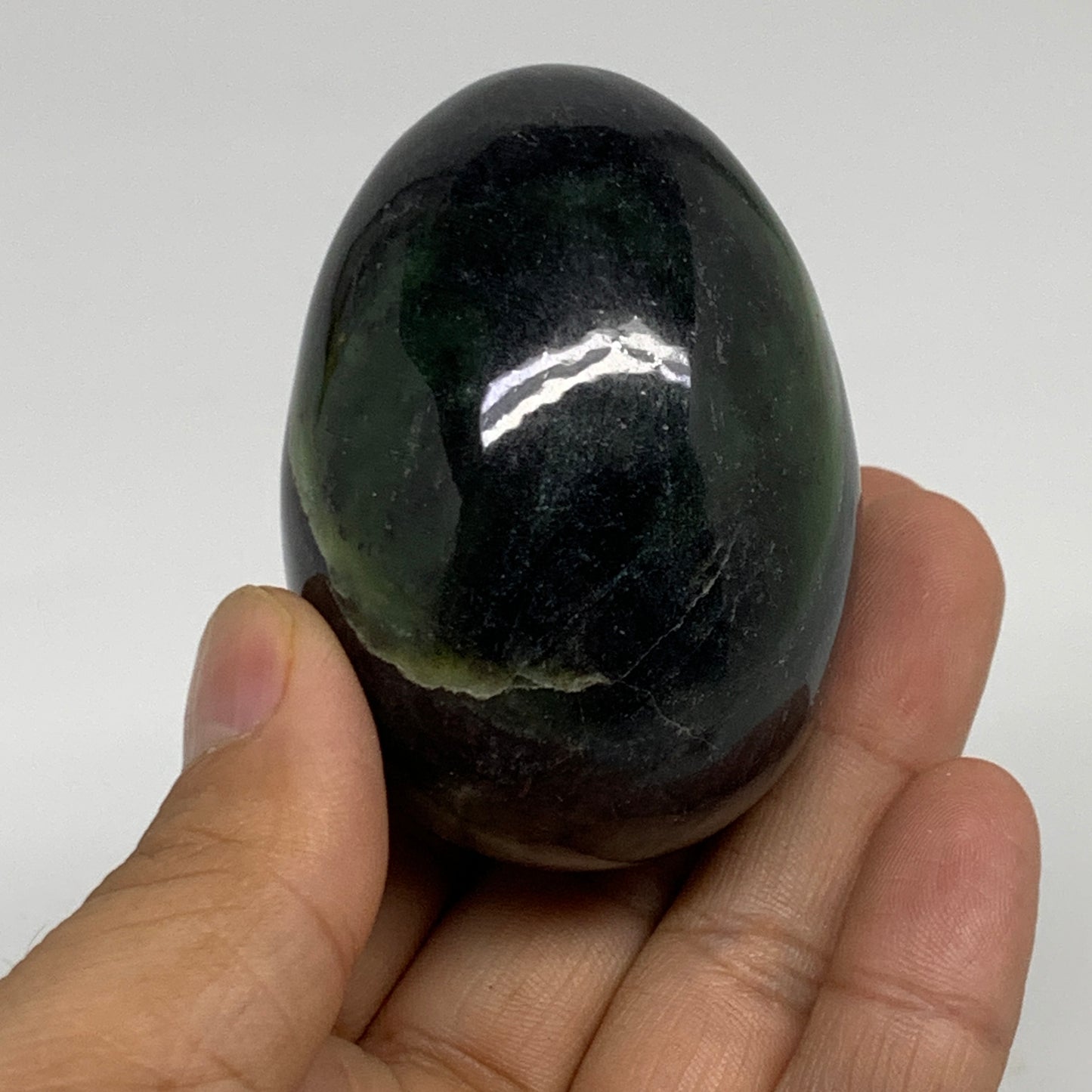 179.9g, 2.4"x1.7" Natural Green Serpentine Egg Polished Gemstone, B35302