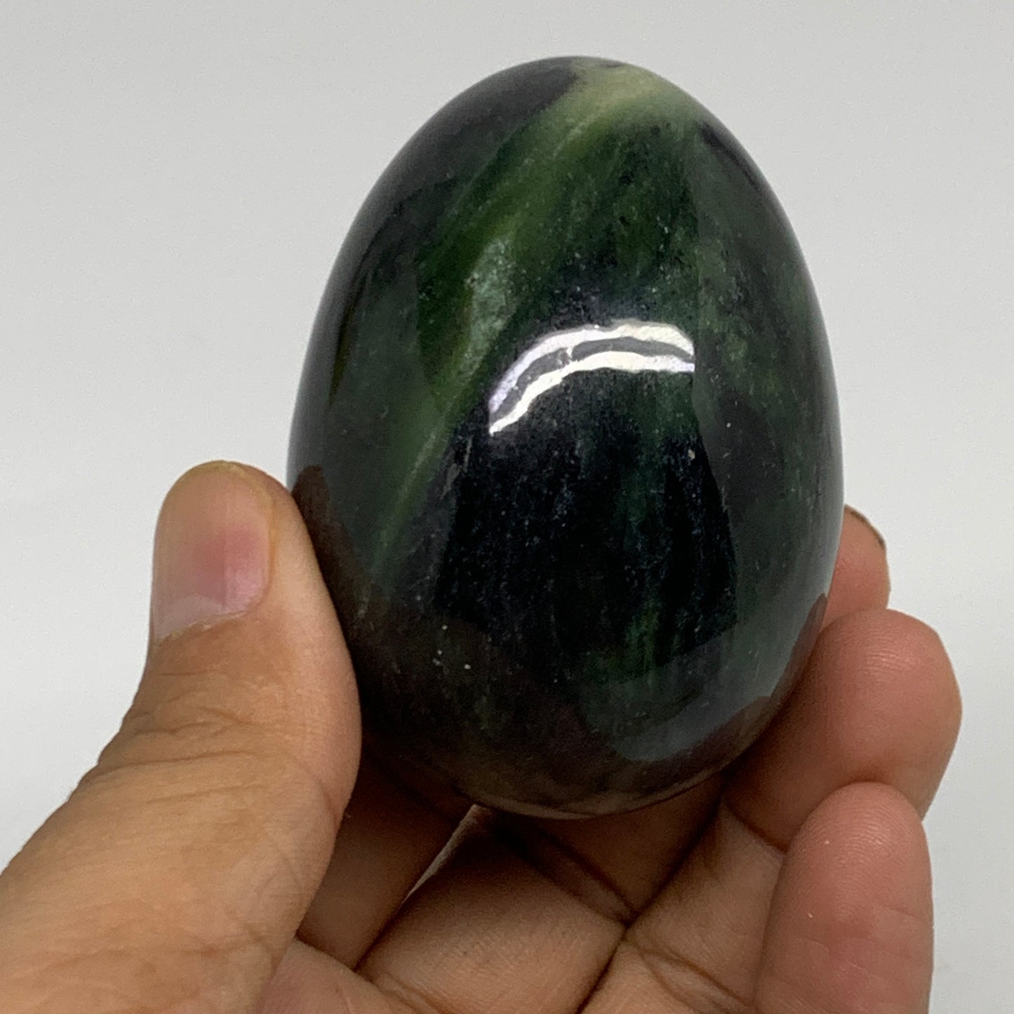 179.9g, 2.4"x1.7" Natural Green Serpentine Egg Polished Gemstone, B35302