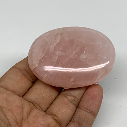 91.7g , 2.4"x1.8"x0.7", Natural Pink Rose Quartz Palm-stone Crystal, B34530