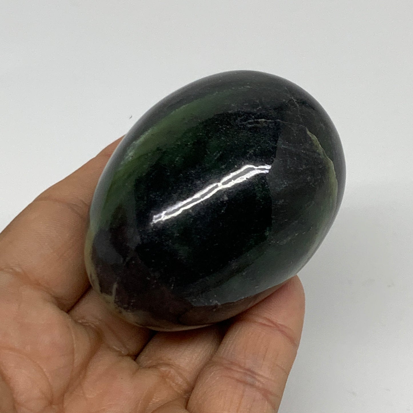 179.9g, 2.4"x1.7" Natural Green Serpentine Egg Polished Gemstone, B35302