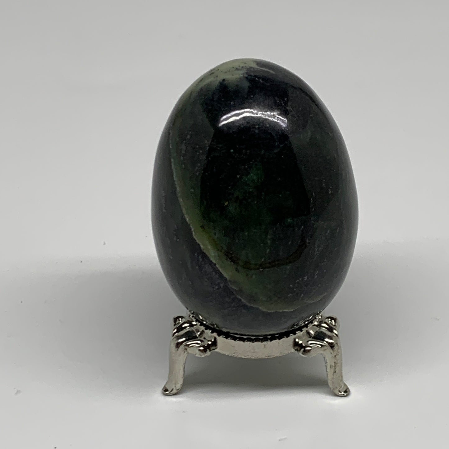 179.9g, 2.4"x1.7" Natural Green Serpentine Egg Polished Gemstone, B35302