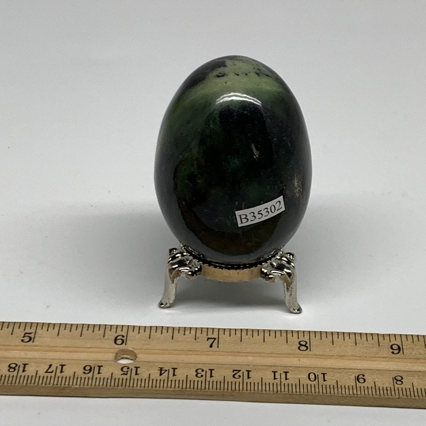 179.9g, 2.4"x1.7" Natural Green Serpentine Egg Polished Gemstone, B35302