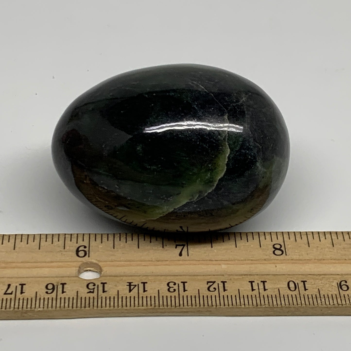 179.9g, 2.4"x1.7" Natural Green Serpentine Egg Polished Gemstone, B35302