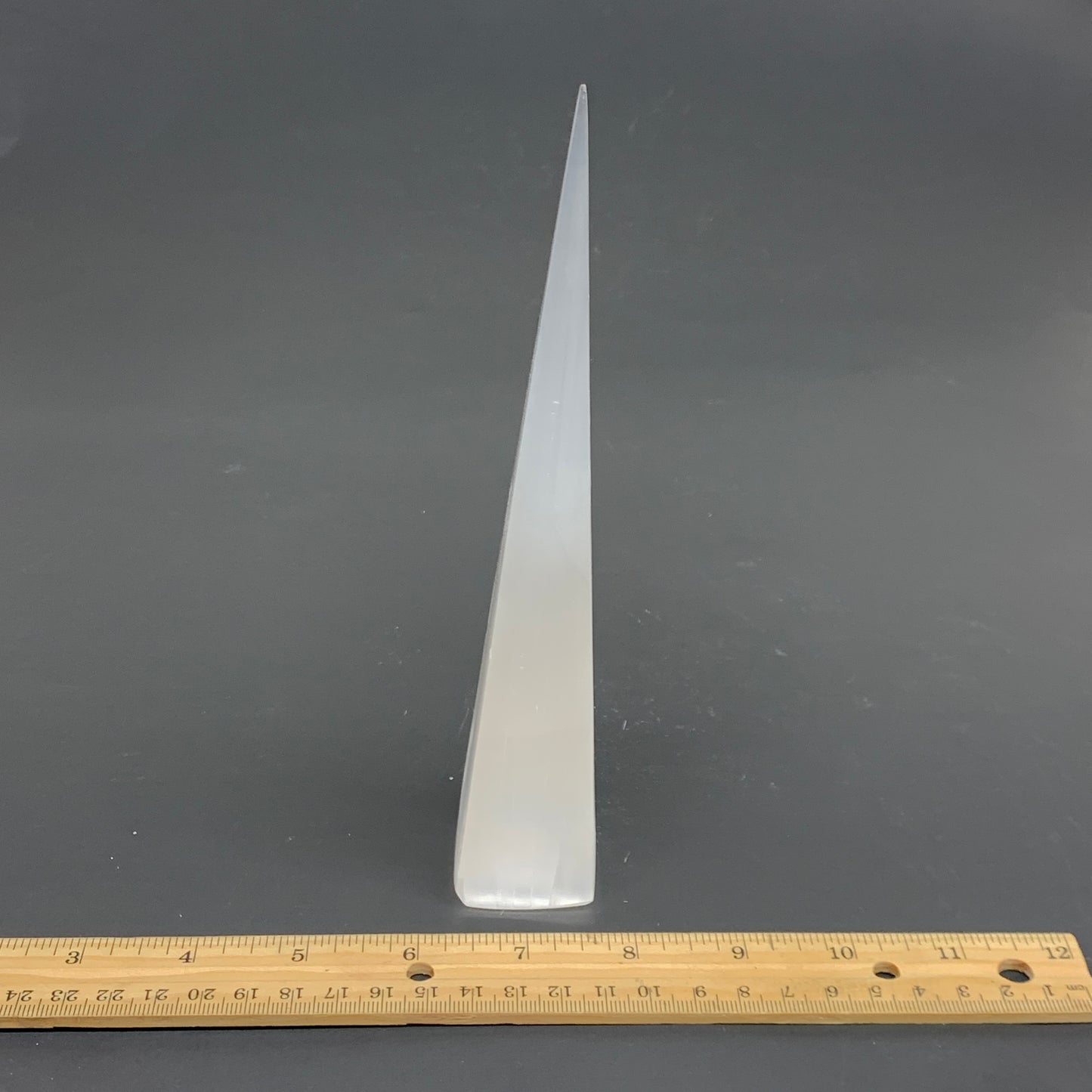 203.6g, 7.7"x1.4", Selenite (Satin Spar) Crystal Crystal Tower Point,B35951