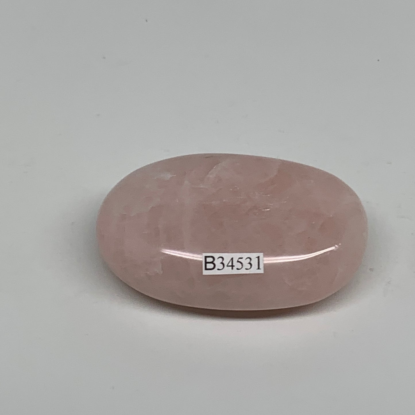 88g , 2.4"x1.5"x0.9", Natural Pink Rose Quartz Palm-stone Crystal, B34531