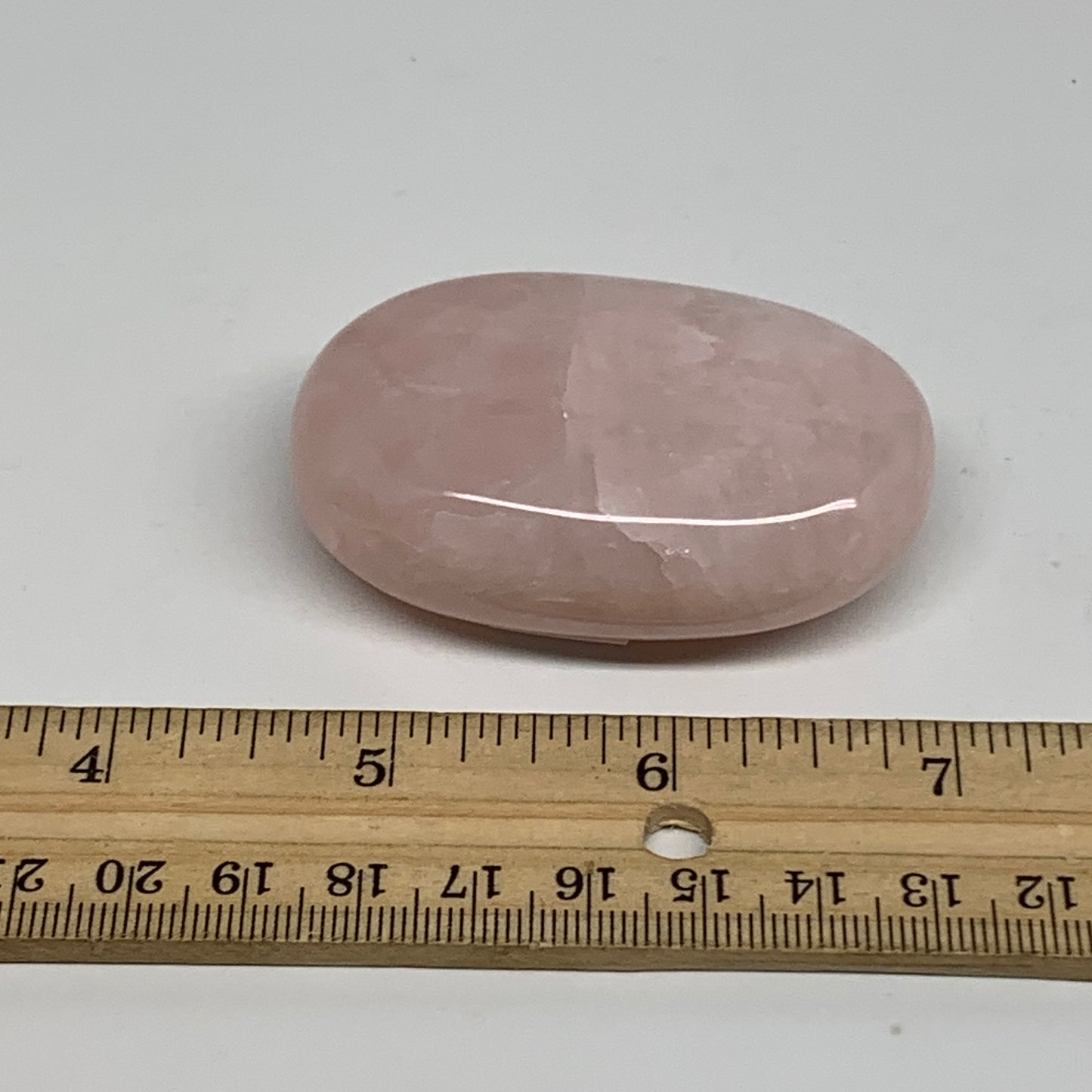 88g , 2.4"x1.5"x0.9", Natural Pink Rose Quartz Palm-stone Crystal, B34531