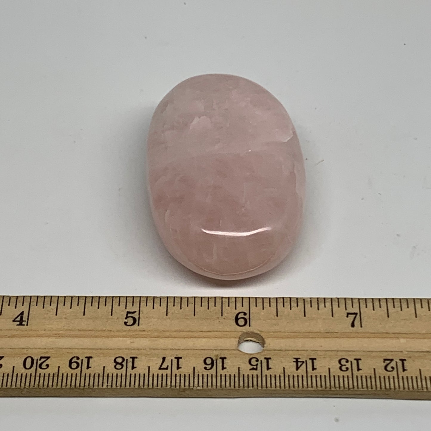 88g , 2.4"x1.5"x0.9", Natural Pink Rose Quartz Palm-stone Crystal, B34531