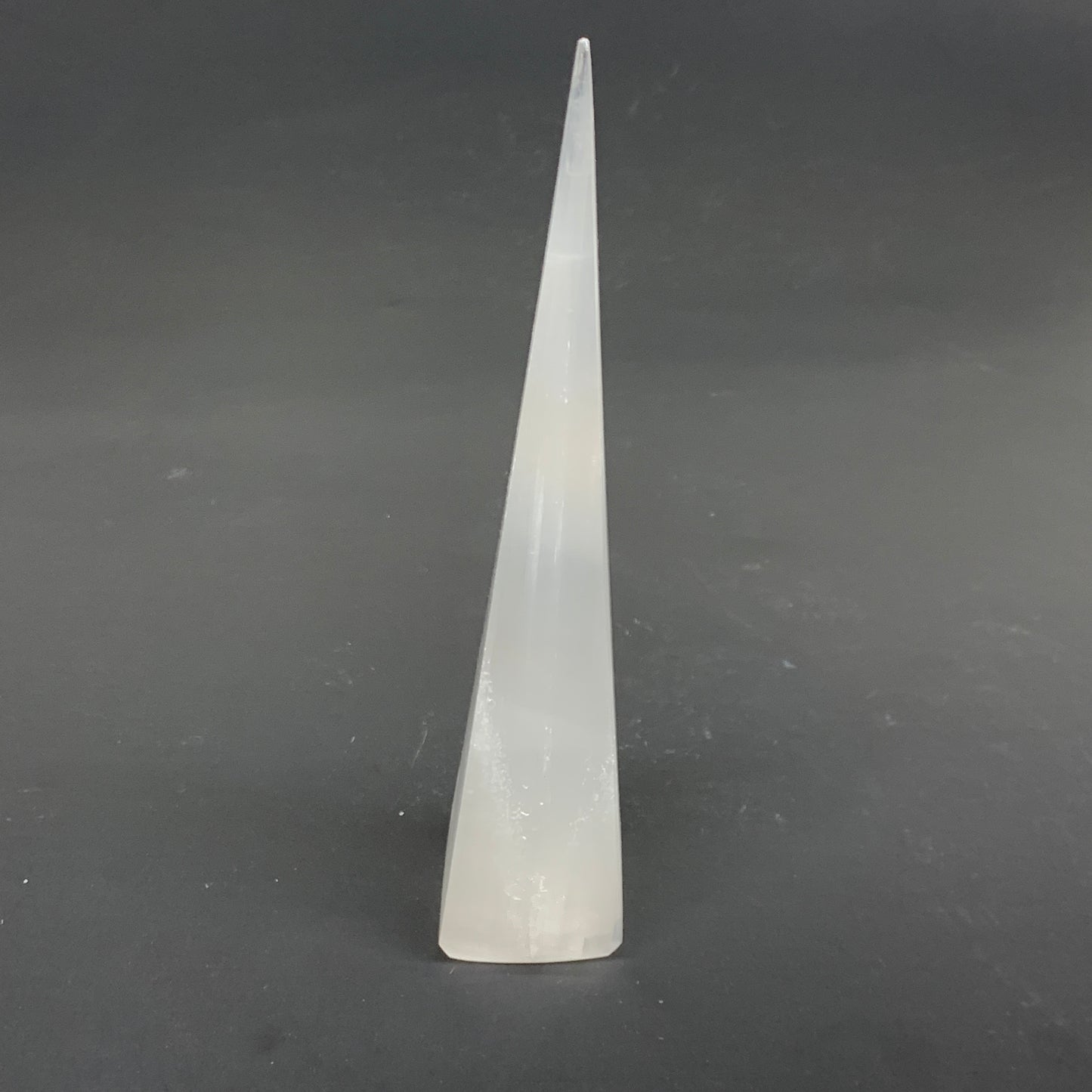 226g, 7.2"x1.5", Selenite (Satin Spar) Crystal Crystal Tower Point,B35952