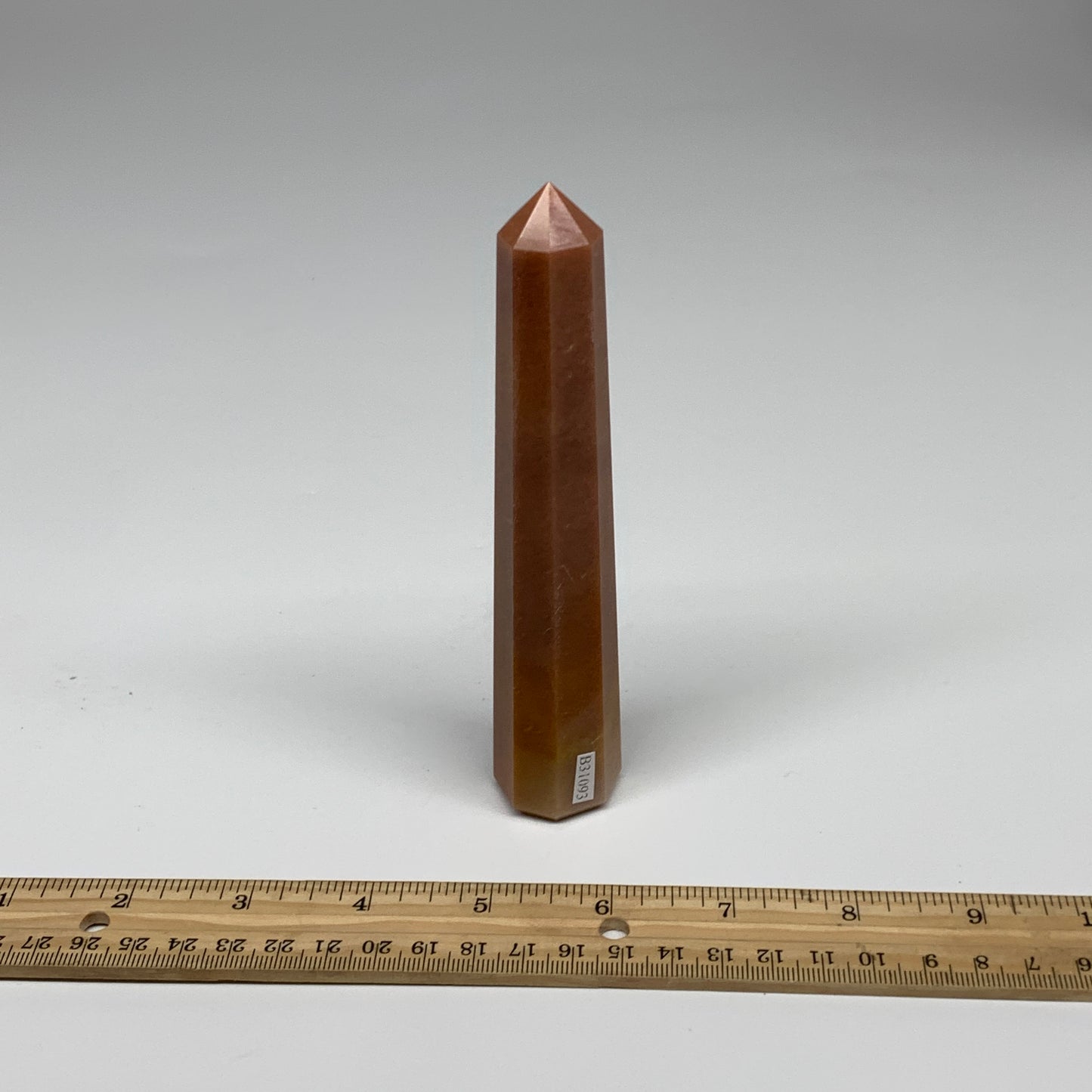 165.5g, 5.8"x1.1"x1" Red Aventurine Tower Obelisk Point Crystal @India,B31093