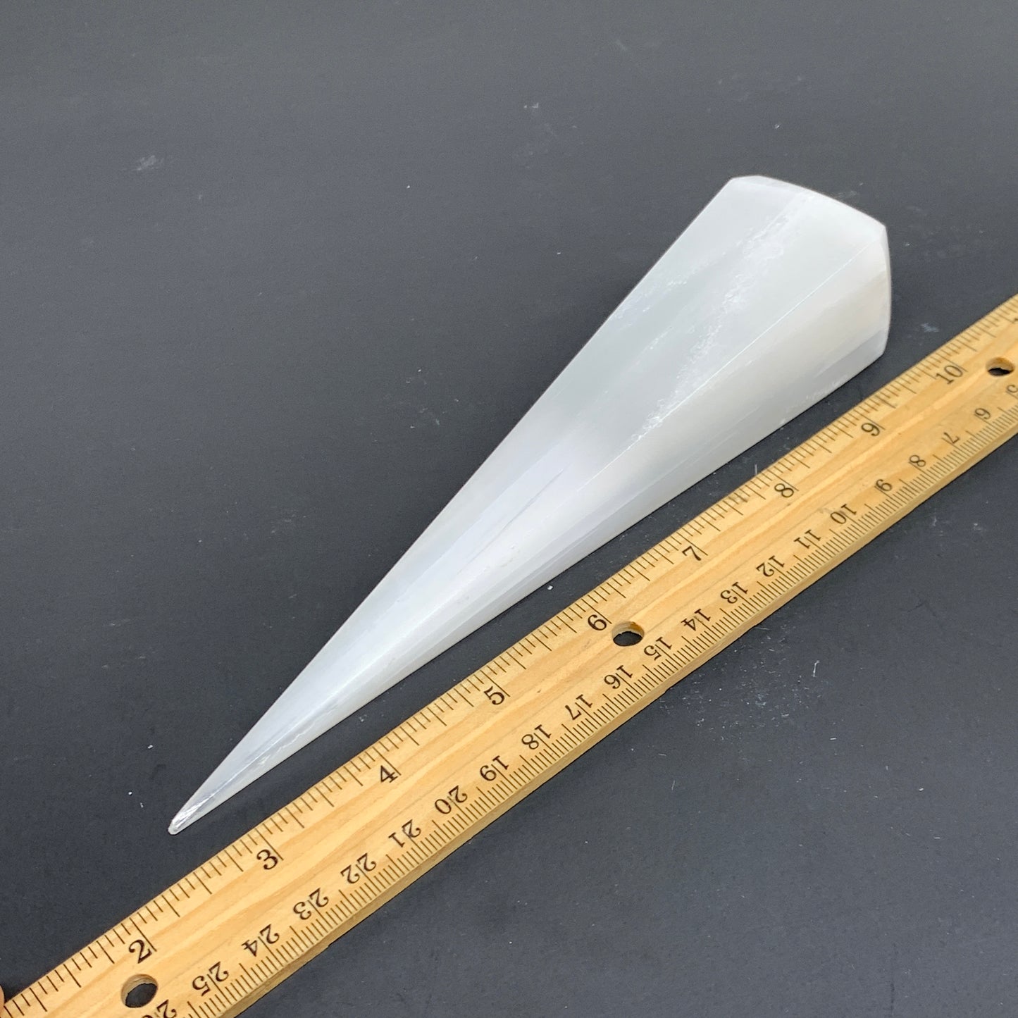 226g, 7.2"x1.5", Selenite (Satin Spar) Crystal Crystal Tower Point,B35952