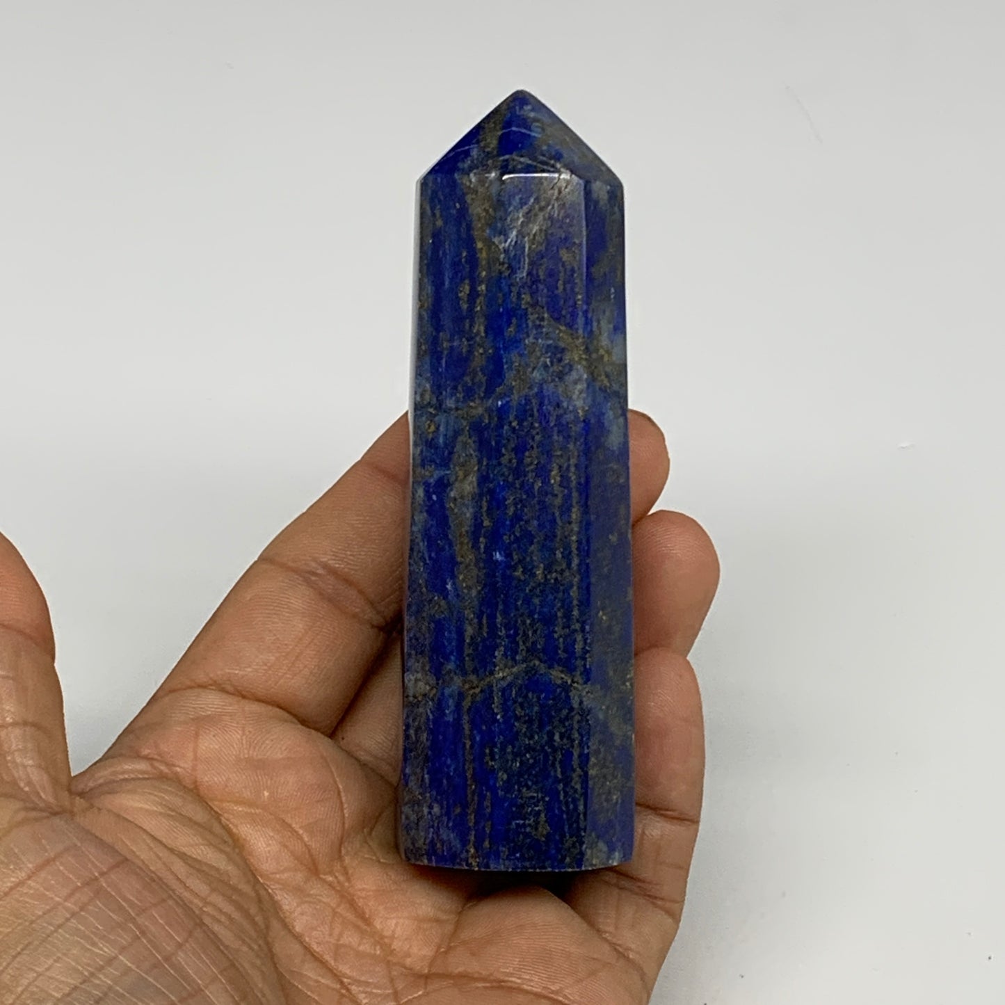 182.7g, 3.9"x1.1", Natural Lapis Lazuli Tower Point Obelisk Afghanistan,B30364