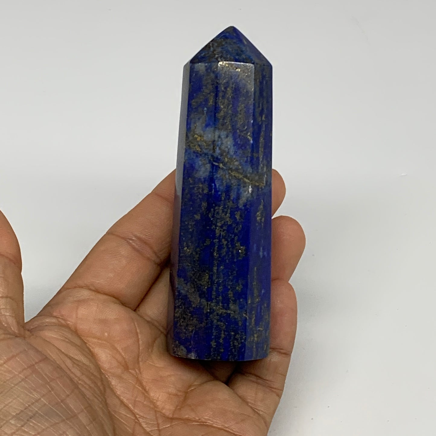 182.7g, 3.9"x1.1", Natural Lapis Lazuli Tower Point Obelisk Afghanistan,B30364