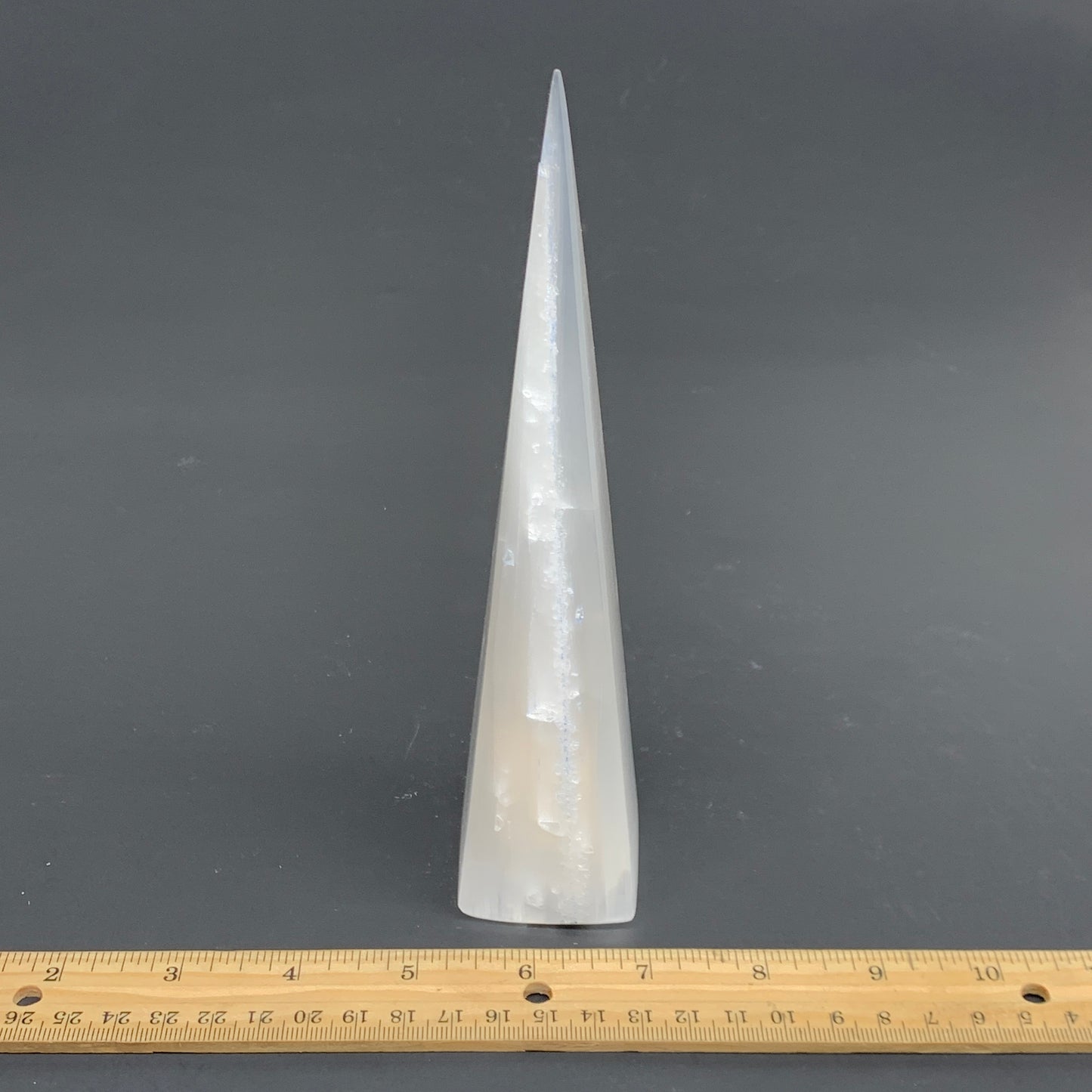 288.1g, 7.8"x1.7", Selenite (Satin Spar) Crystal Crystal Tower Point,B35953