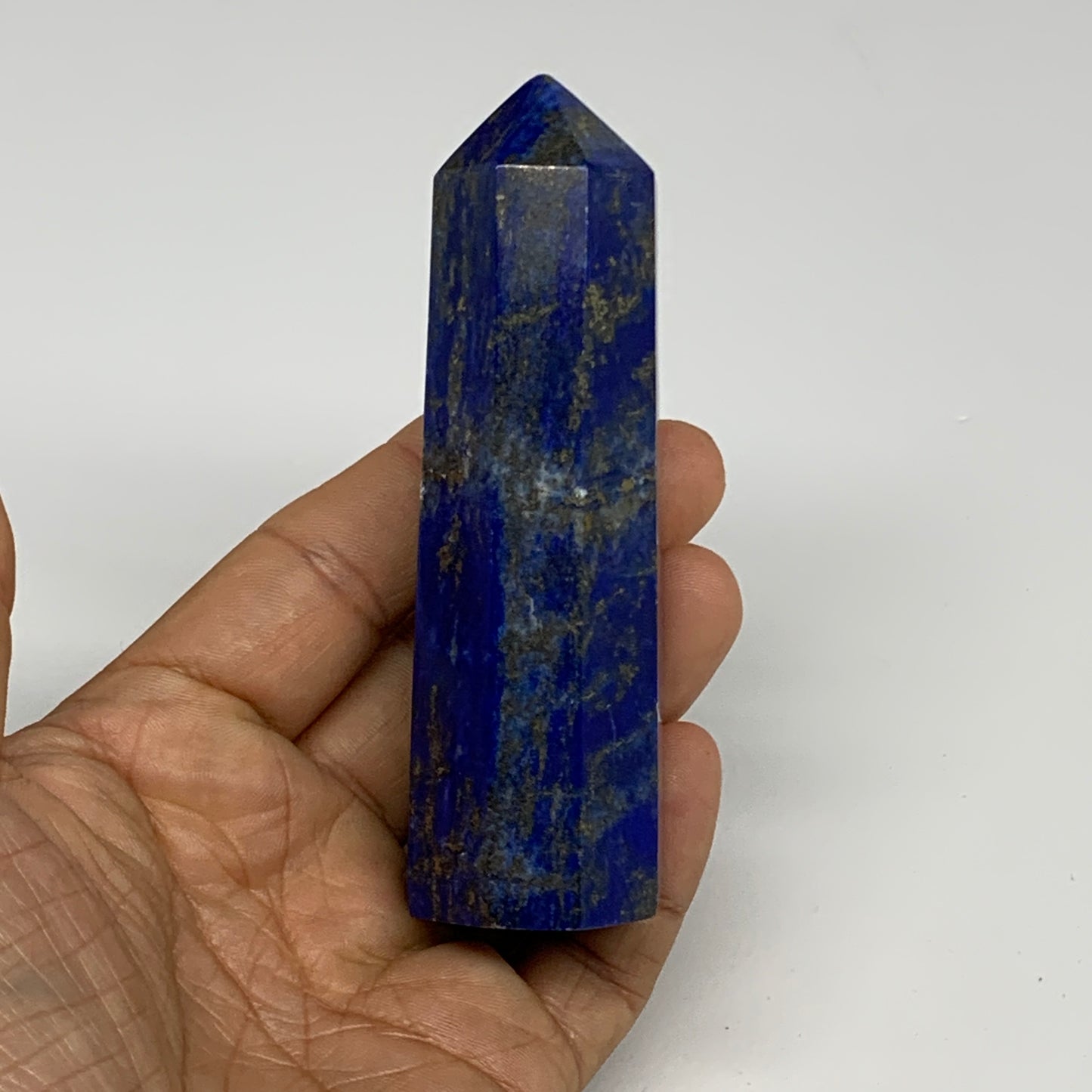 182.7g, 3.9"x1.1", Natural Lapis Lazuli Tower Point Obelisk Afghanistan,B30364