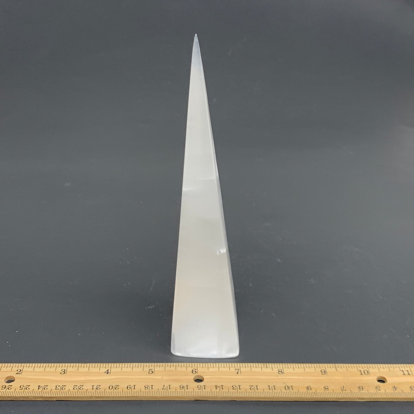 288.1g, 7.8"x1.7", Selenite (Satin Spar) Crystal Crystal Tower Point,B35953