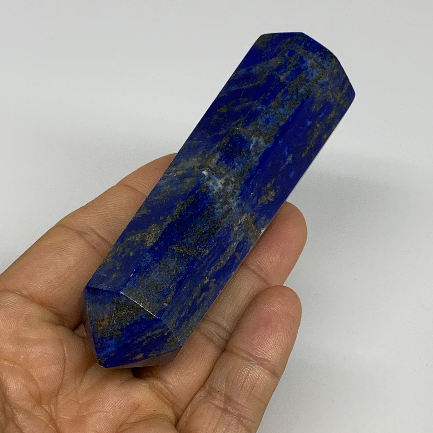 182.7g, 3.9"x1.1", Natural Lapis Lazuli Tower Point Obelisk Afghanistan,B30364