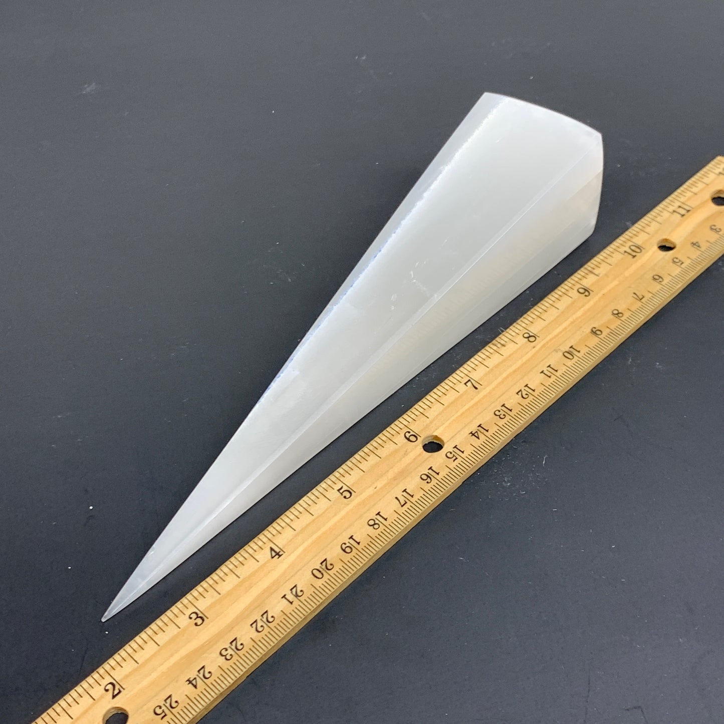 288.1g, 7.8"x1.7", Selenite (Satin Spar) Crystal Crystal Tower Point,B35953