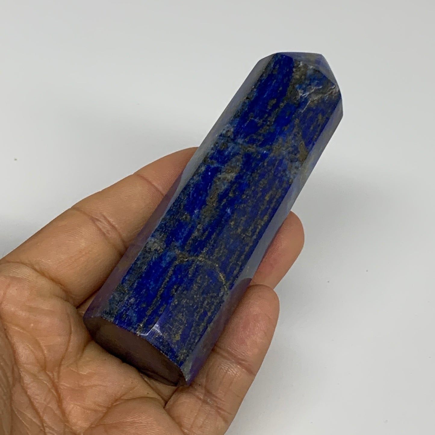 182.7g, 3.9"x1.1", Natural Lapis Lazuli Tower Point Obelisk Afghanistan,B30364