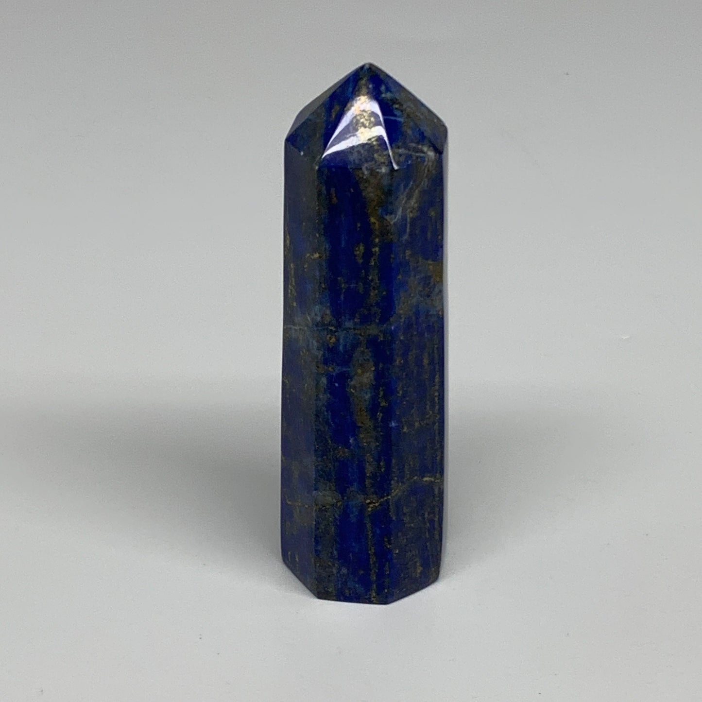 182.7g, 3.9"x1.1", Natural Lapis Lazuli Tower Point Obelisk Afghanistan,B30364