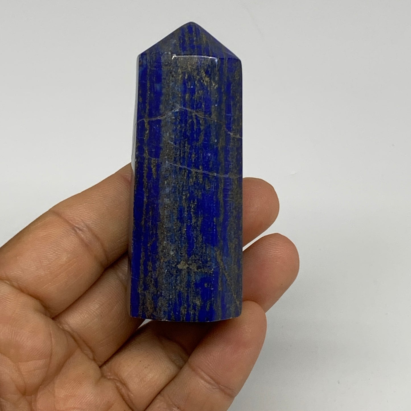 116.1g, 2.7"x1", Natural Lapis Lazuli Tower Point Obelisk Afghanistan,B30365