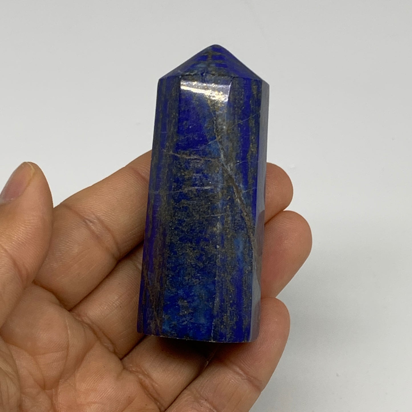 116.1g, 2.7"x1", Natural Lapis Lazuli Tower Point Obelisk Afghanistan,B30365