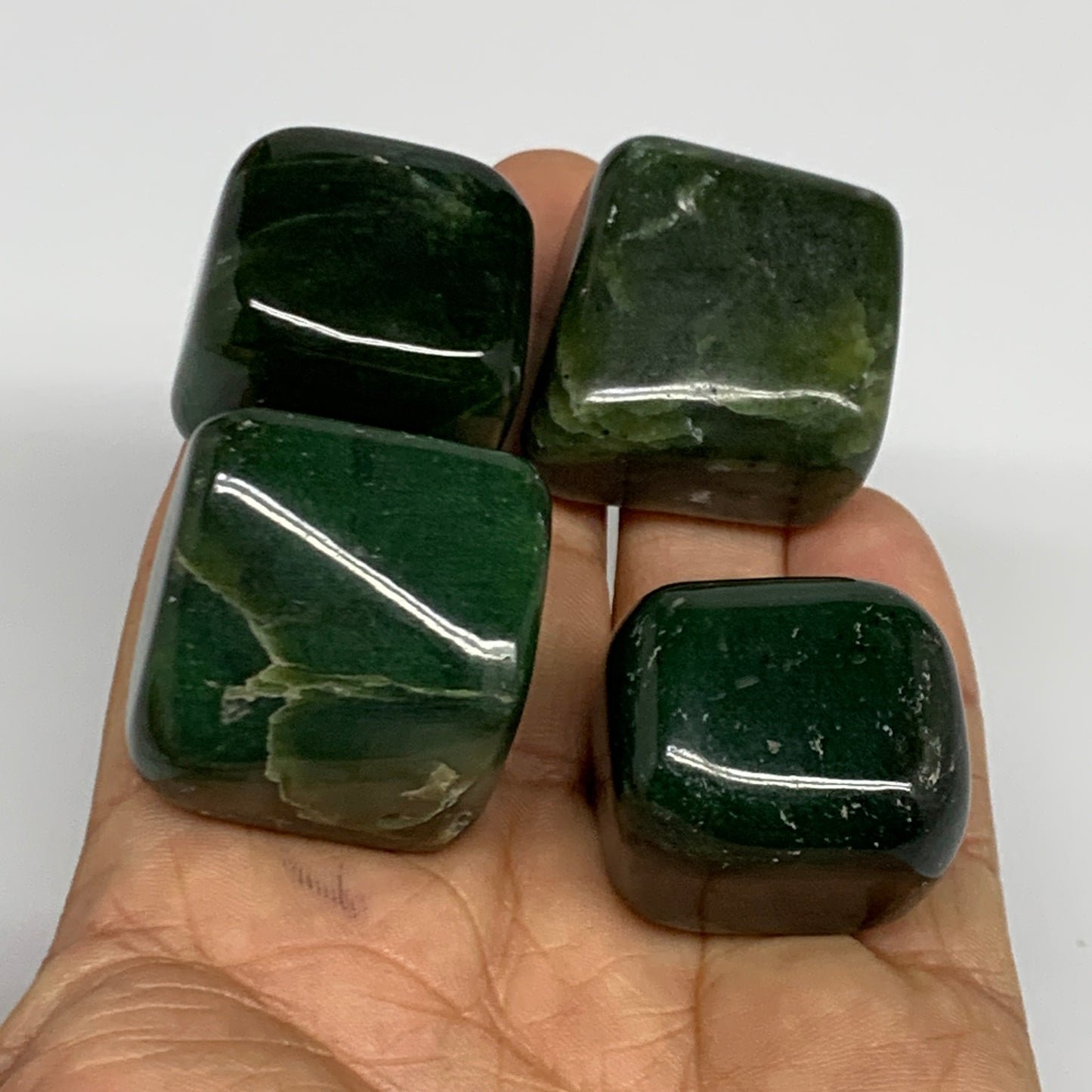 164.8g, 1"-1.1", 4pcs, Natural Nephrite Jade Tumbled Stone @Afghanistan,B31885