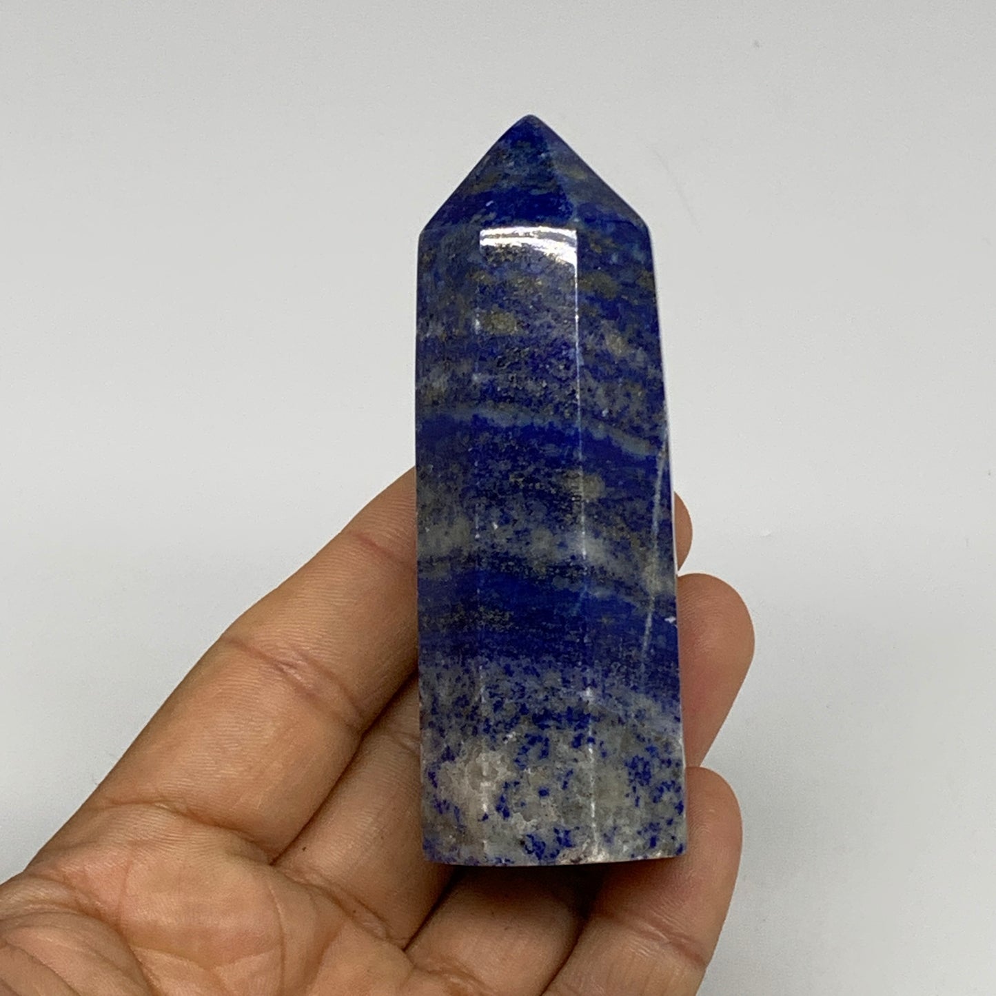 156g, 3.3"x1.2", Natural Lapis Lazuli Tower Point Obelisk Afghanistan,B30366