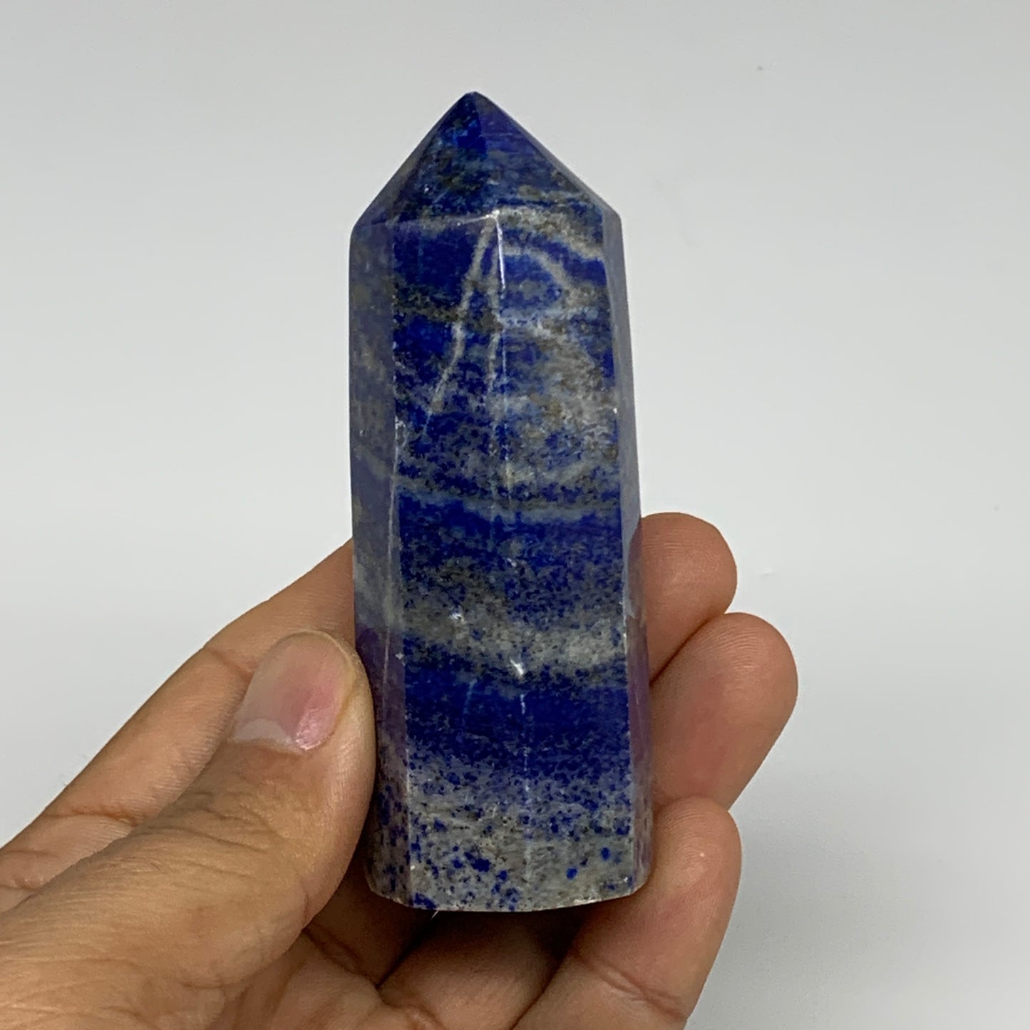 156g, 3.3"x1.2", Natural Lapis Lazuli Tower Point Obelisk Afghanistan,B30366