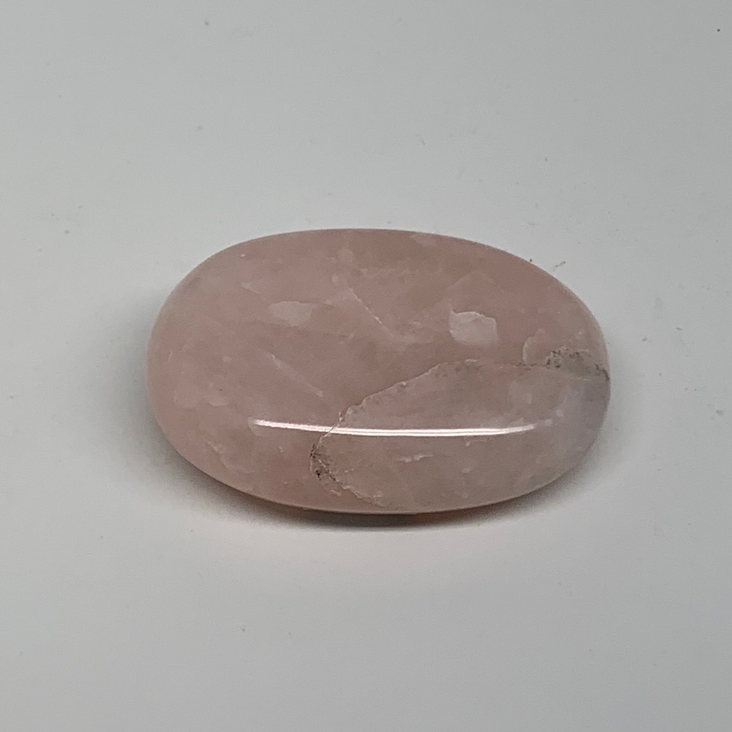 68.2g , 2.2"x1.6"x0.7", Natural Pink Rose Quartz Palm-stone Crystal, B34536