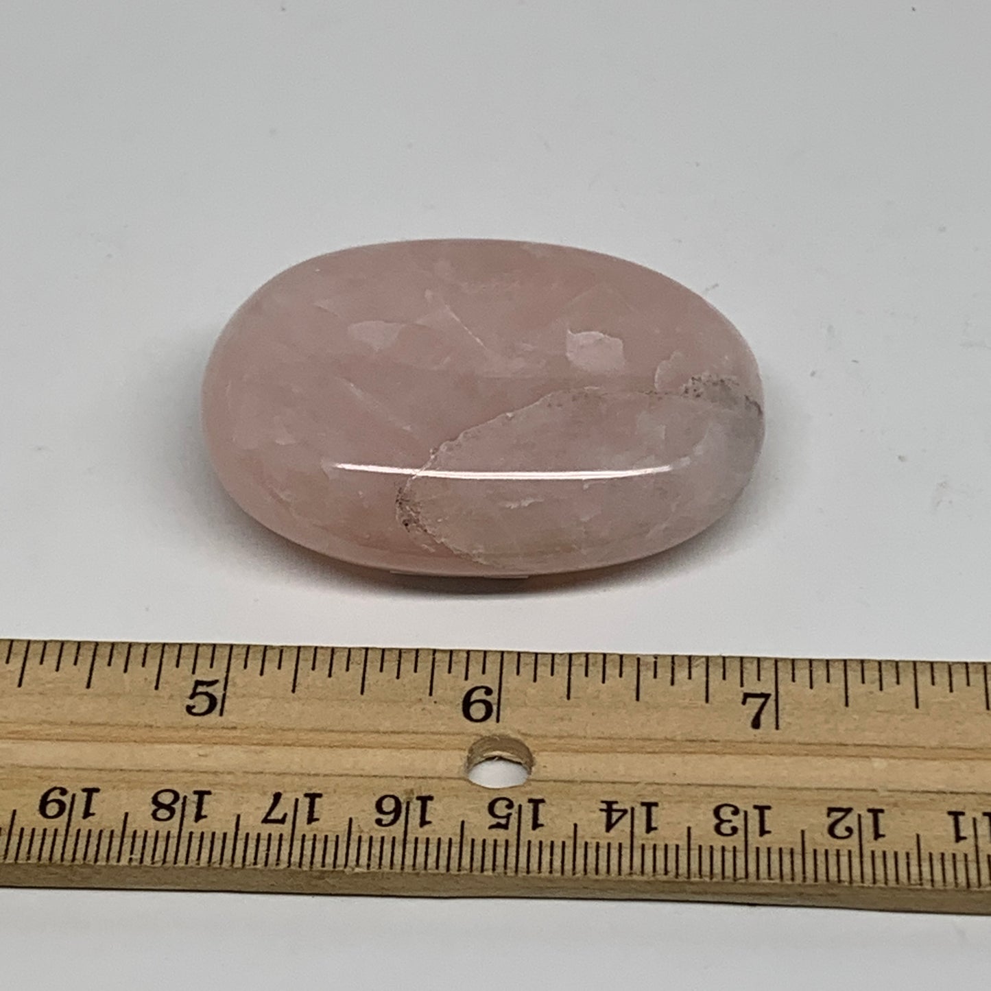 68.2g , 2.2"x1.6"x0.7", Natural Pink Rose Quartz Palm-stone Crystal, B34536