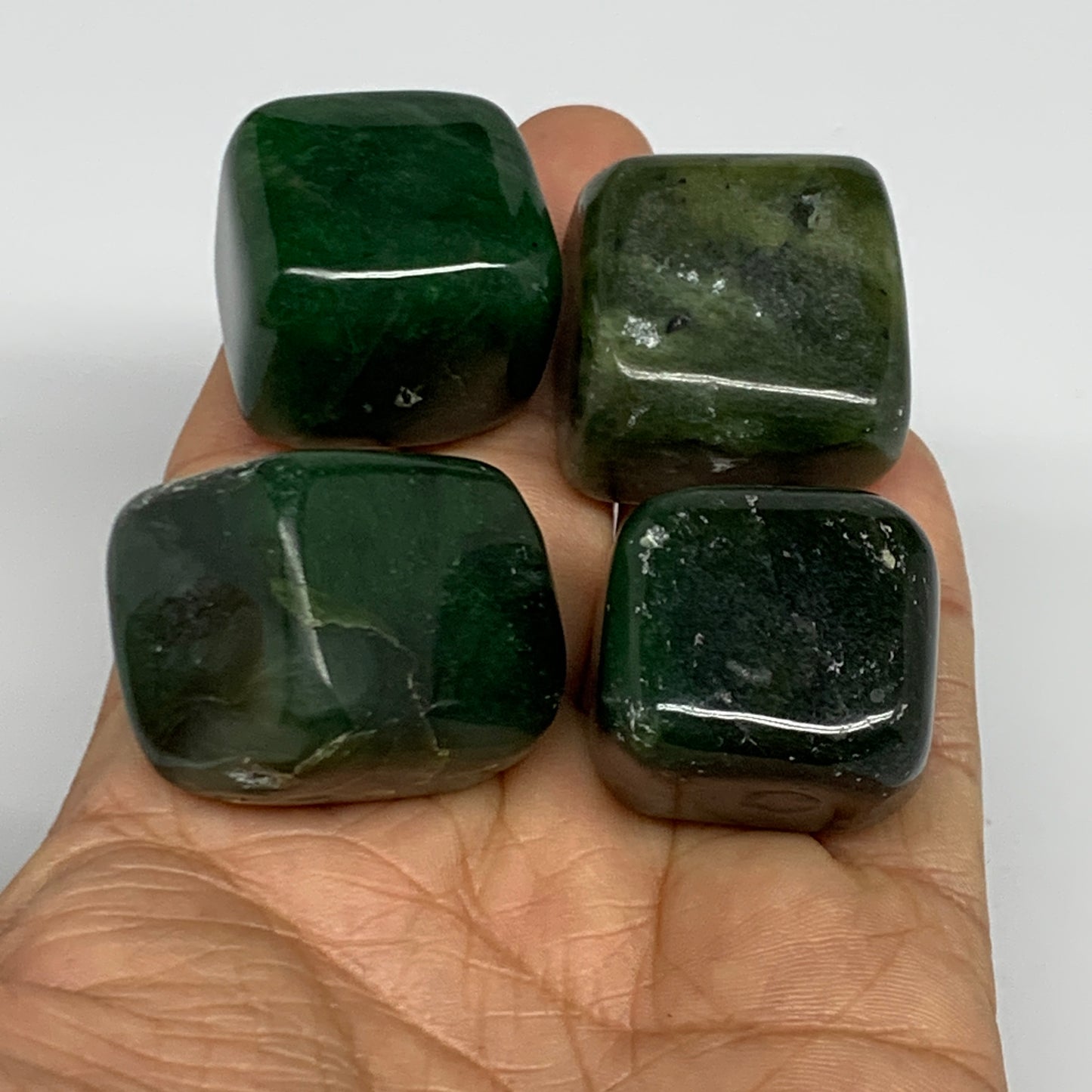 164.8g, 1"-1.1", 4pcs, Natural Nephrite Jade Tumbled Stone @Afghanistan,B31885