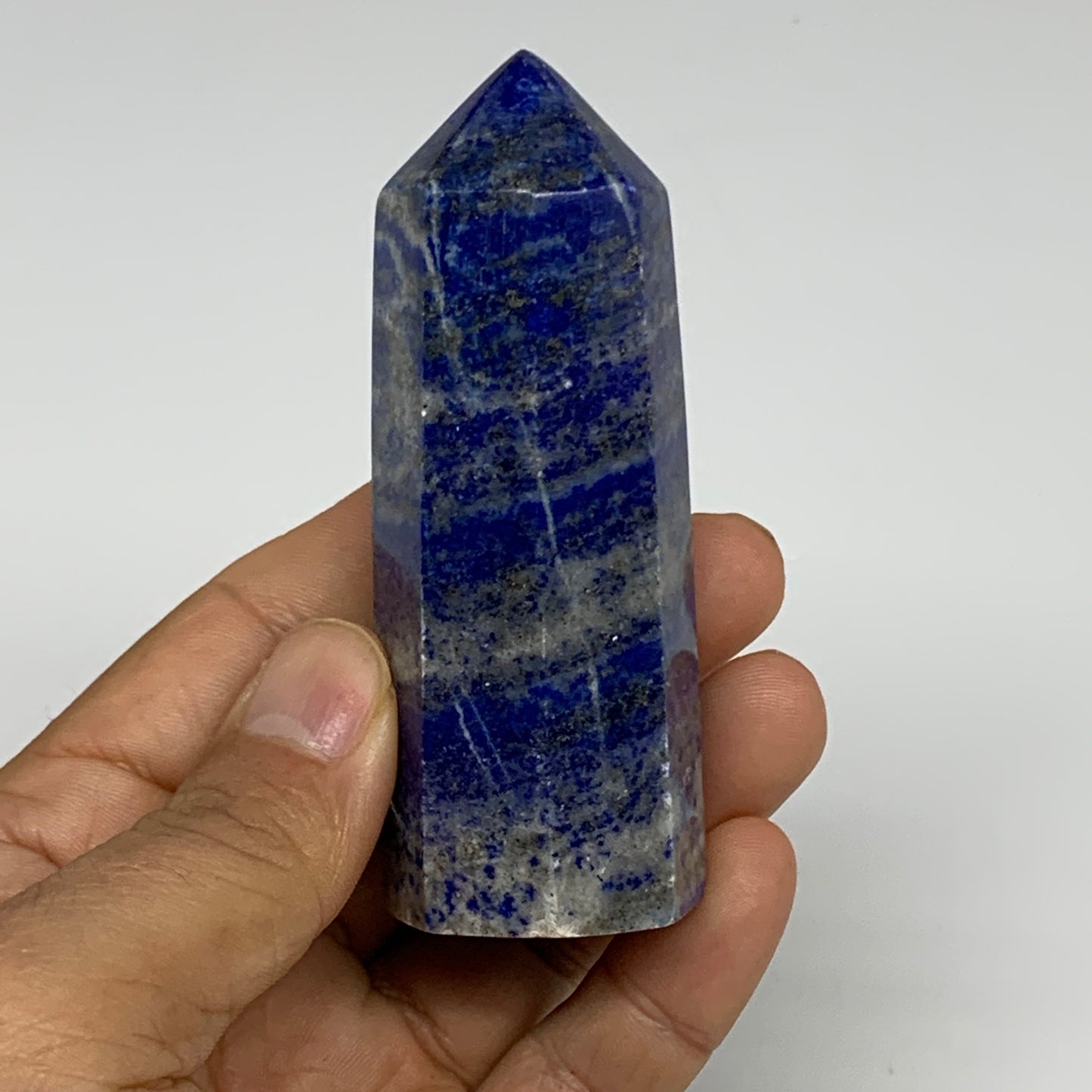 156g, 3.3"x1.2", Natural Lapis Lazuli Tower Point Obelisk Afghanistan,B30366