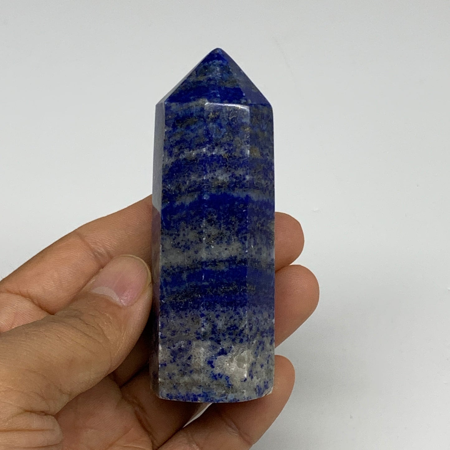 156g, 3.3"x1.2", Natural Lapis Lazuli Tower Point Obelisk Afghanistan,B30366