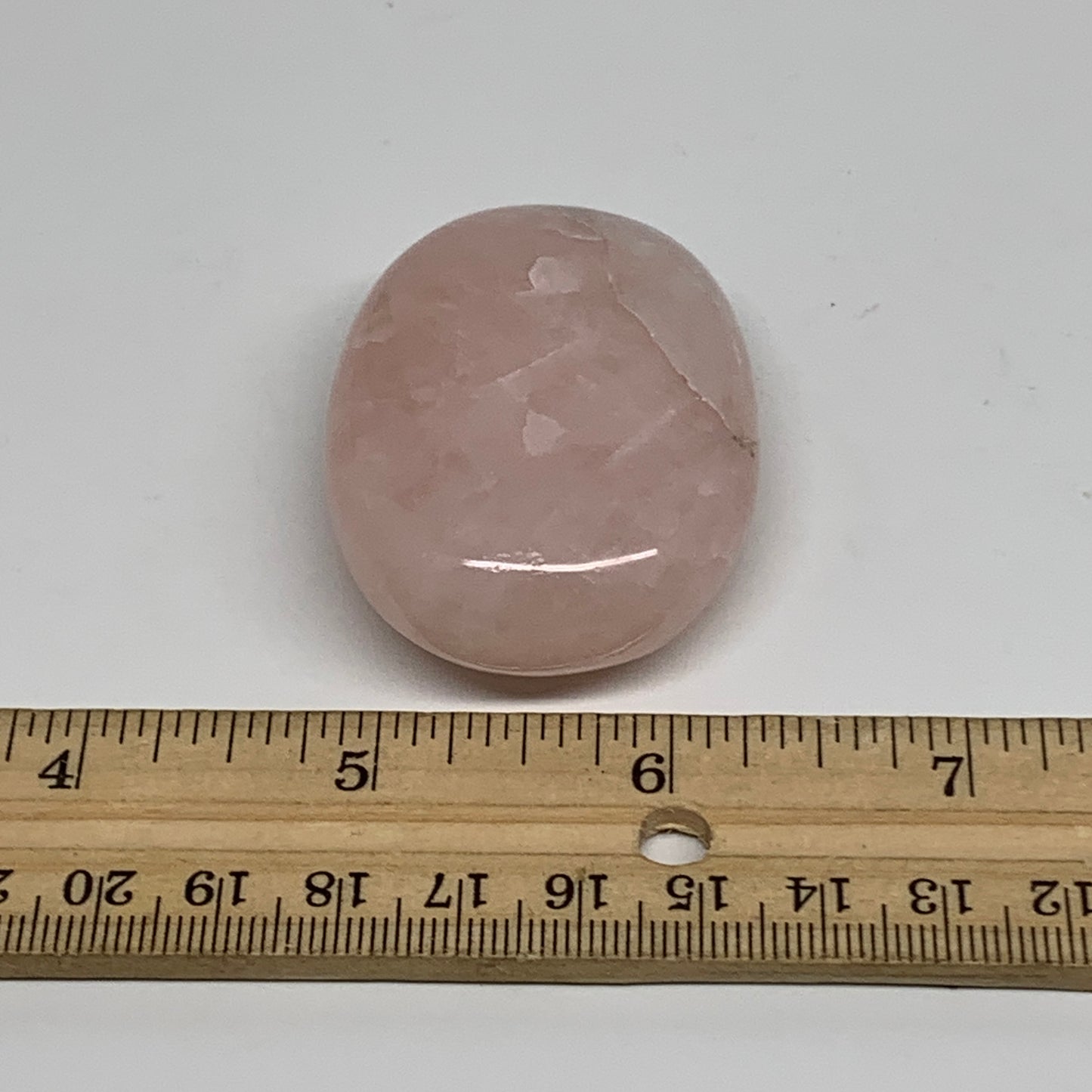 68.2g , 2.2"x1.6"x0.7", Natural Pink Rose Quartz Palm-stone Crystal, B34536