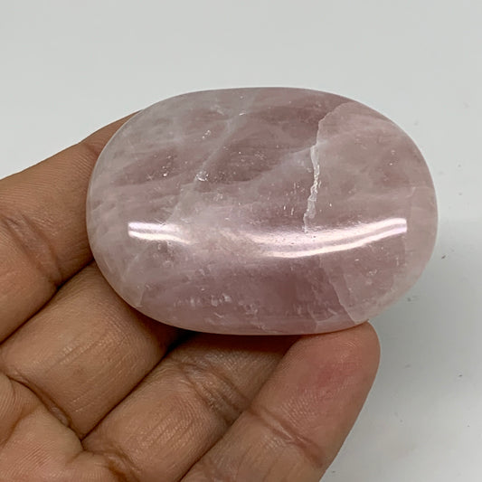 53.6g , 2.1"x1.5"x0.6", Natural Pink Rose Quartz Palm-stone Crystal, B34537