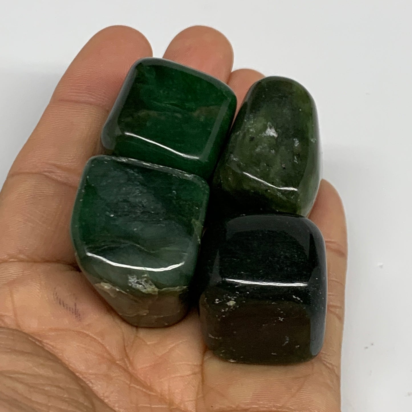 164.8g, 1"-1.1", 4pcs, Natural Nephrite Jade Tumbled Stone @Afghanistan,B31885