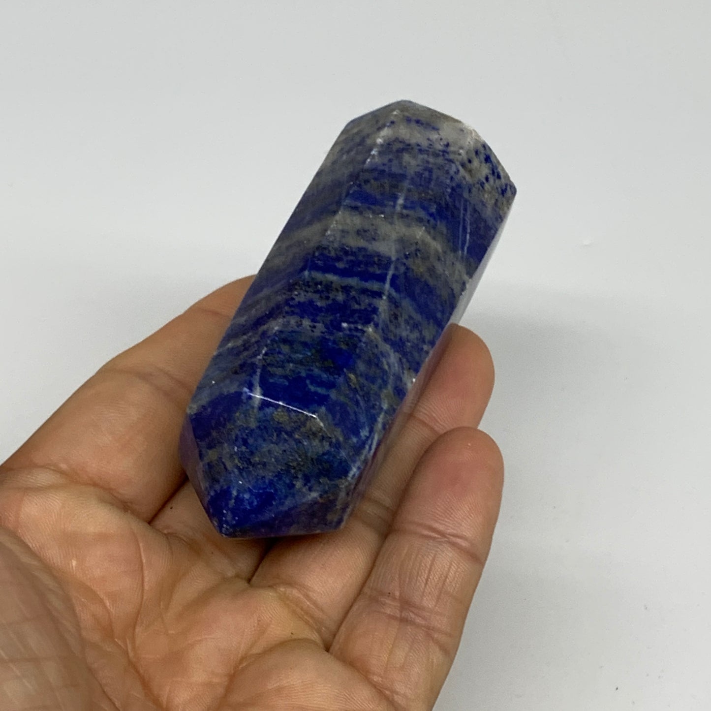 156g, 3.3"x1.2", Natural Lapis Lazuli Tower Point Obelisk Afghanistan,B30366