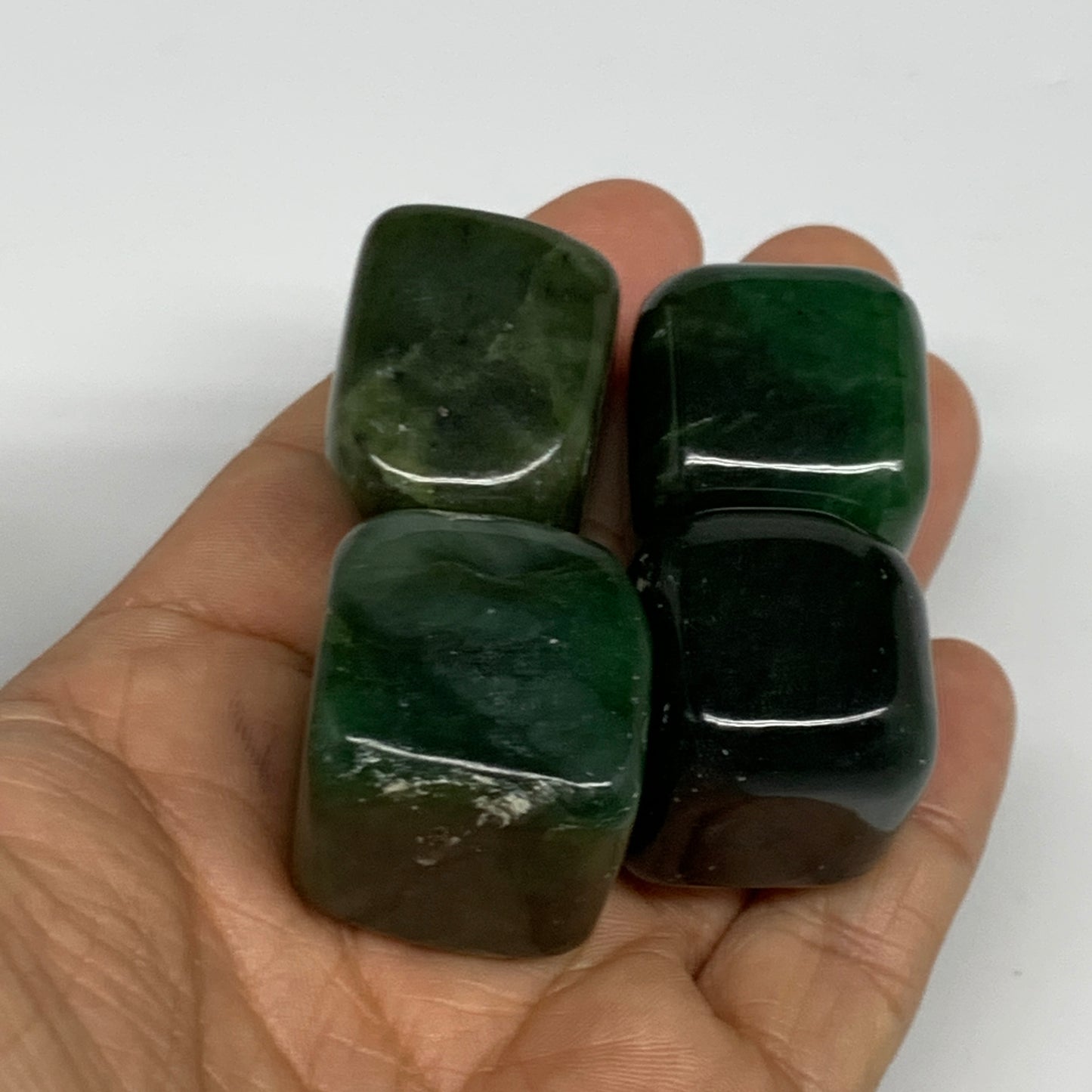 164.8g, 1"-1.1", 4pcs, Natural Nephrite Jade Tumbled Stone @Afghanistan,B31885