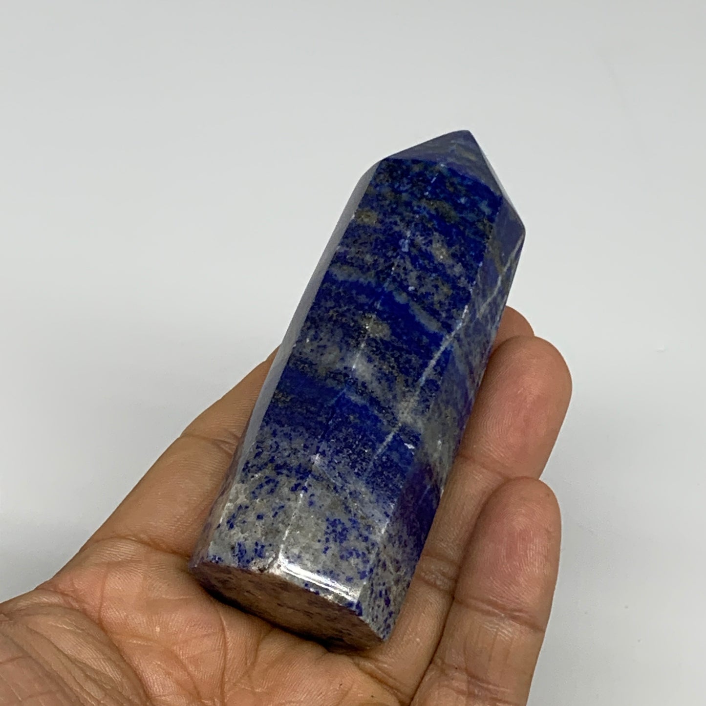 156g, 3.3"x1.2", Natural Lapis Lazuli Tower Point Obelisk Afghanistan,B30366