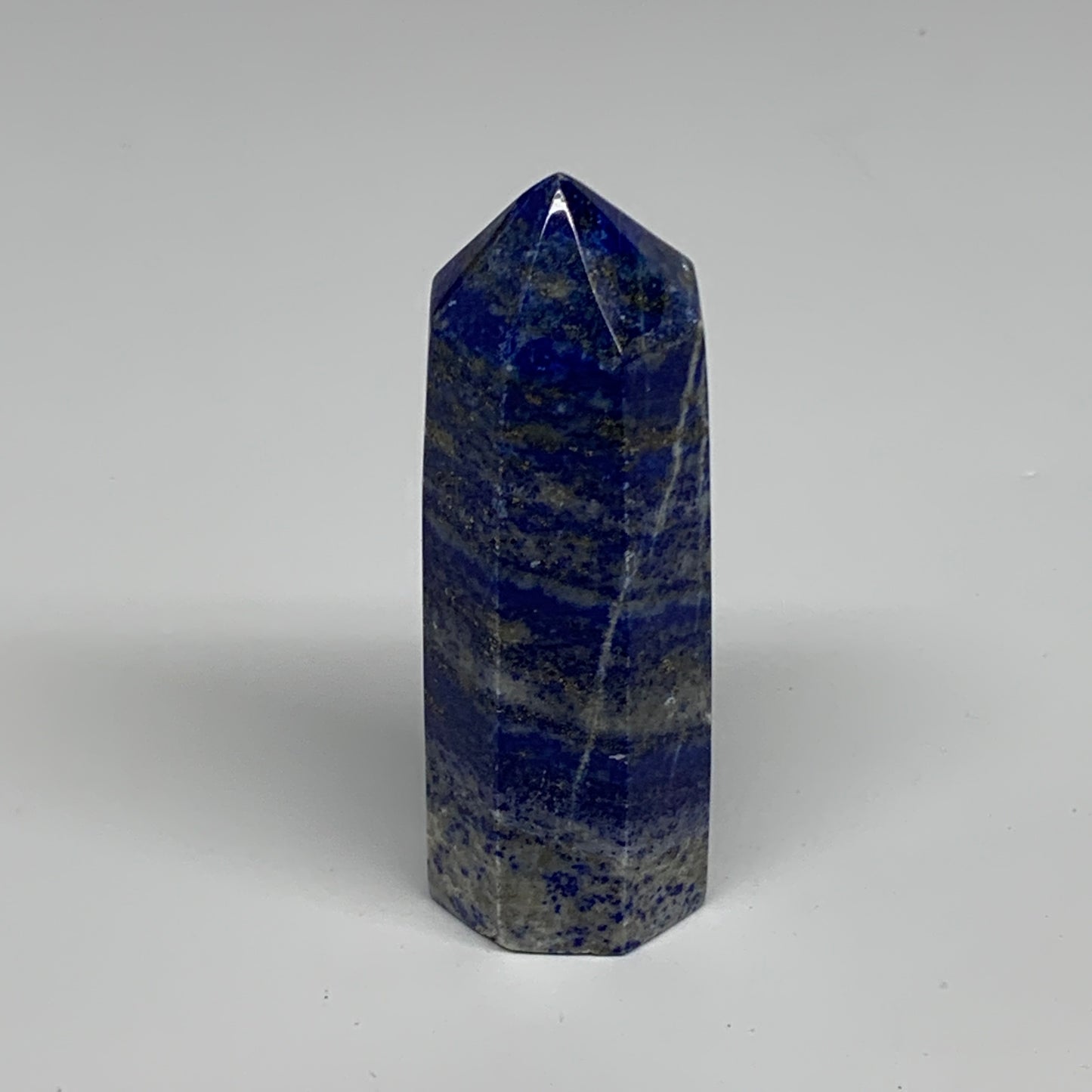 156g, 3.3"x1.2", Natural Lapis Lazuli Tower Point Obelisk Afghanistan,B30366