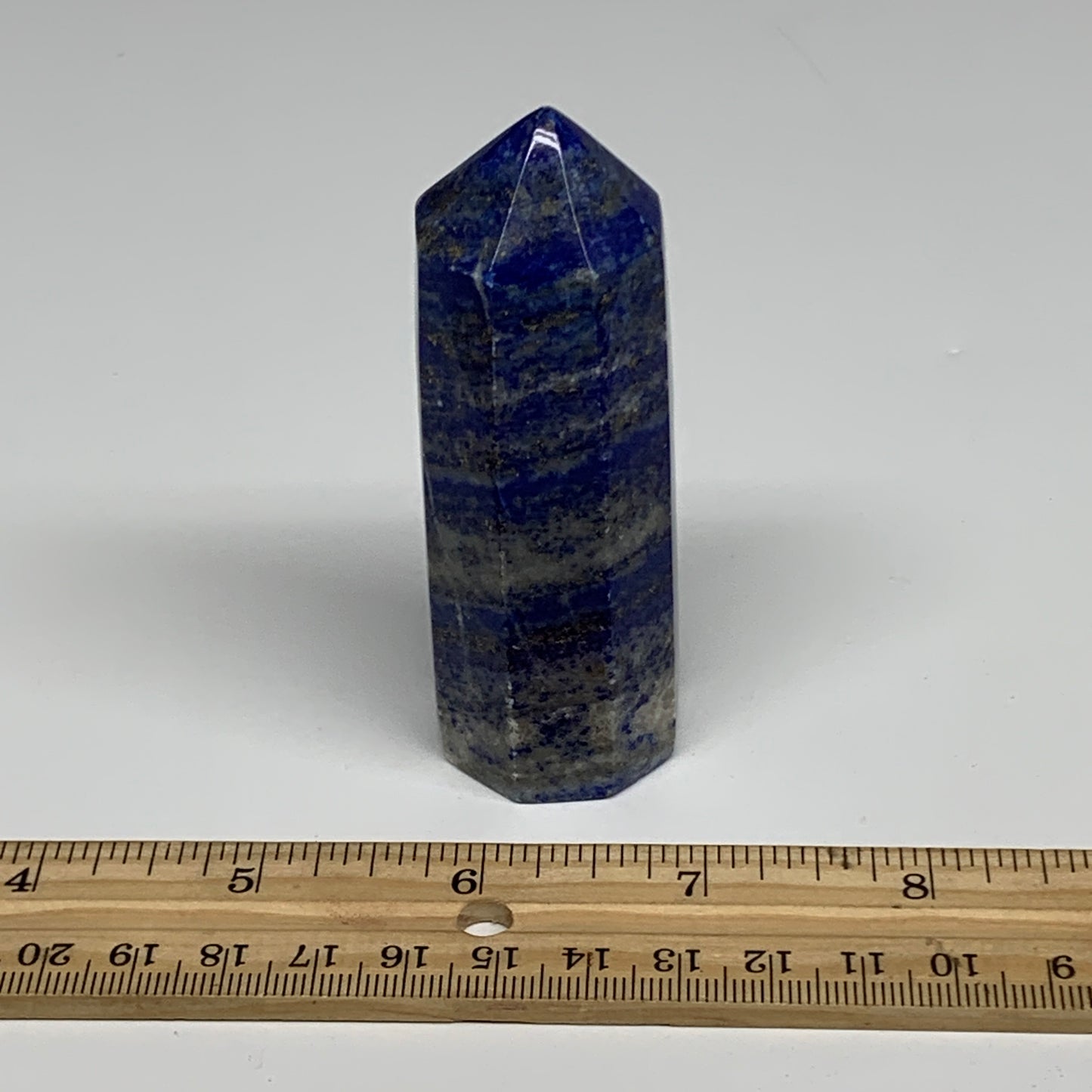 156g, 3.3"x1.2", Natural Lapis Lazuli Tower Point Obelisk Afghanistan,B30366