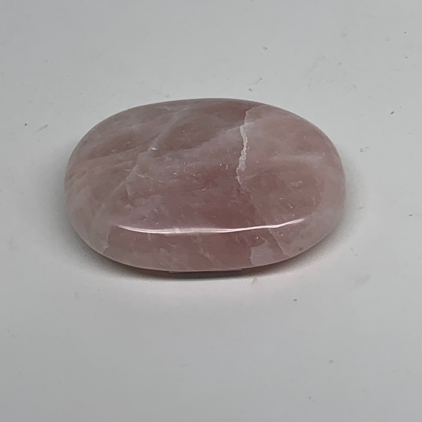 53.6g , 2.1"x1.5"x0.6", Natural Pink Rose Quartz Palm-stone Crystal, B34537