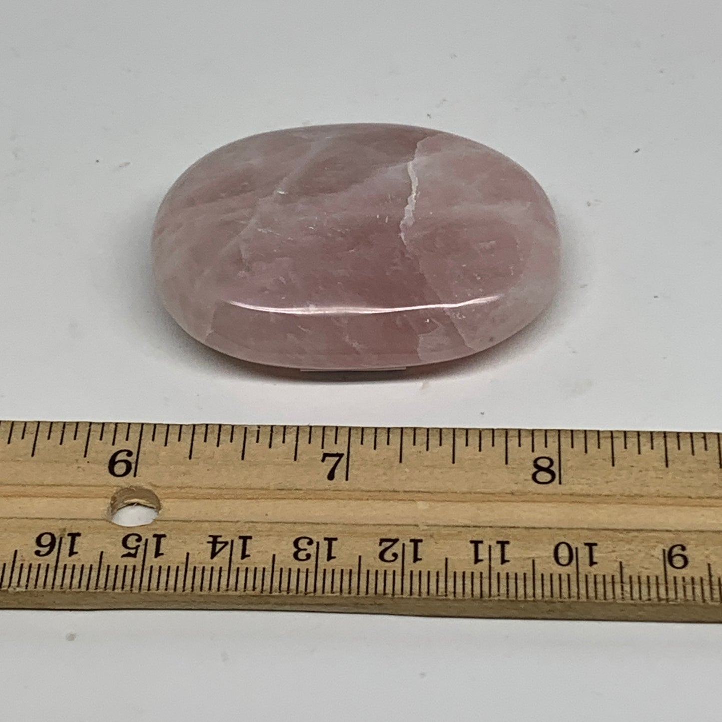 53.6g , 2.1"x1.5"x0.6", Natural Pink Rose Quartz Palm-stone Crystal, B34537