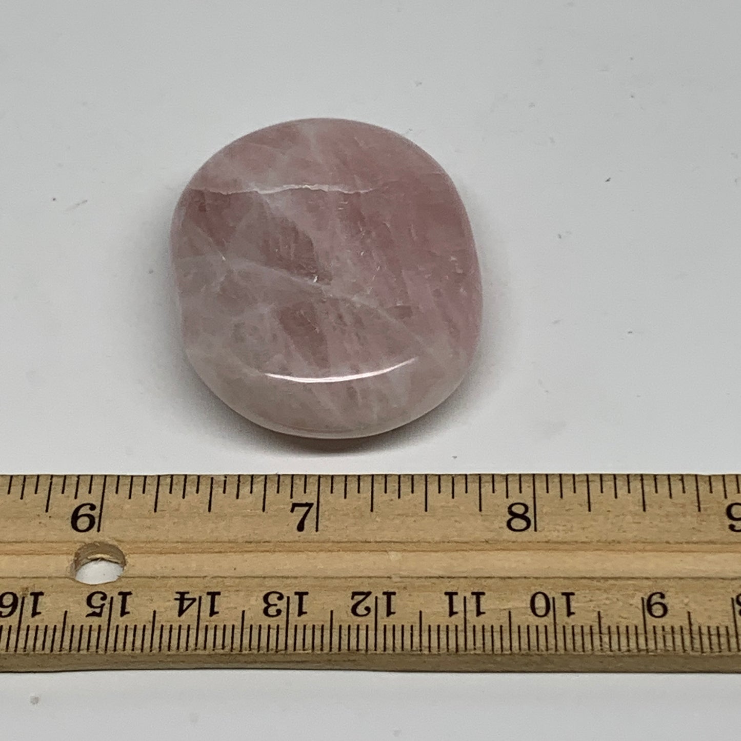 53.6g , 2.1"x1.5"x0.6", Natural Pink Rose Quartz Palm-stone Crystal, B34537