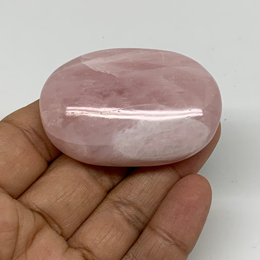 62.1g , 2.1"x1.4"x0.8", Natural Pink Rose Quartz Palm-stone Crystal, B34538