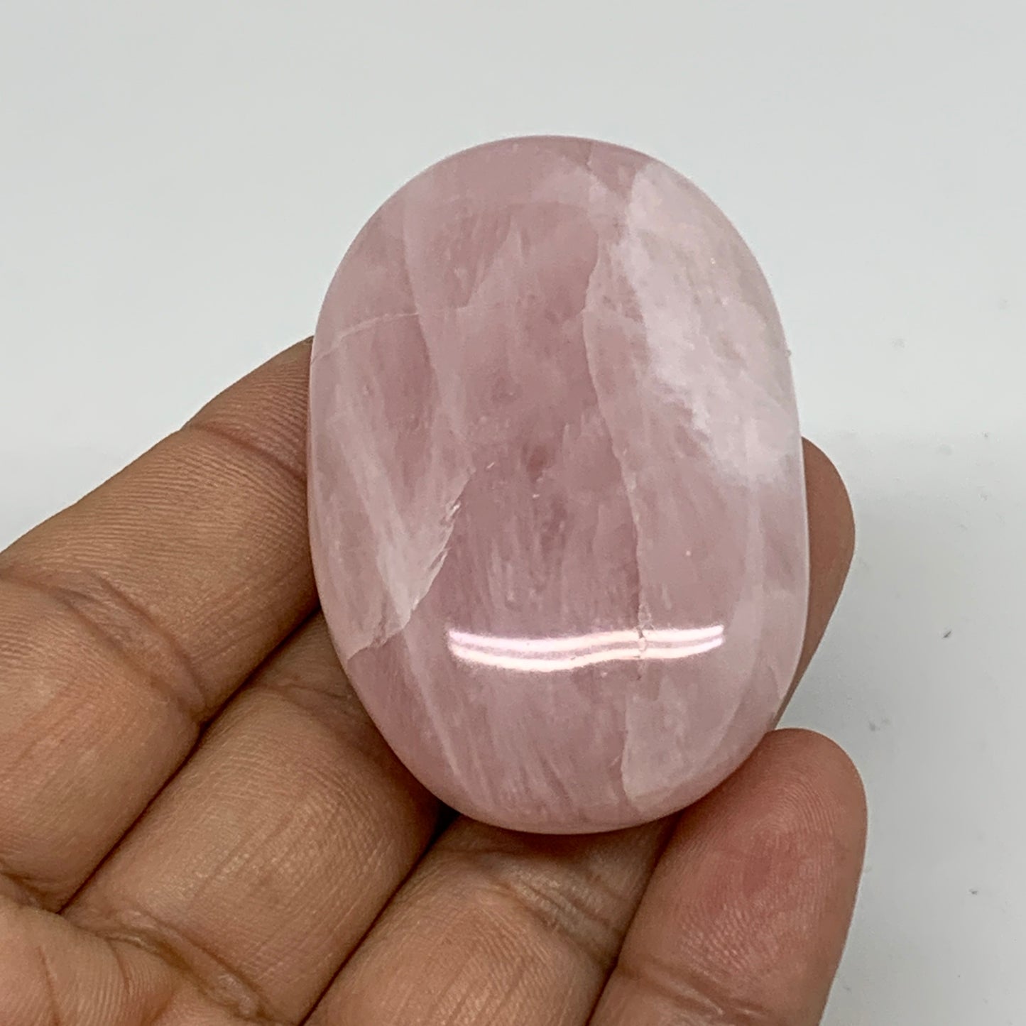 62.1g , 2.1"x1.4"x0.8", Natural Pink Rose Quartz Palm-stone Crystal, B34538