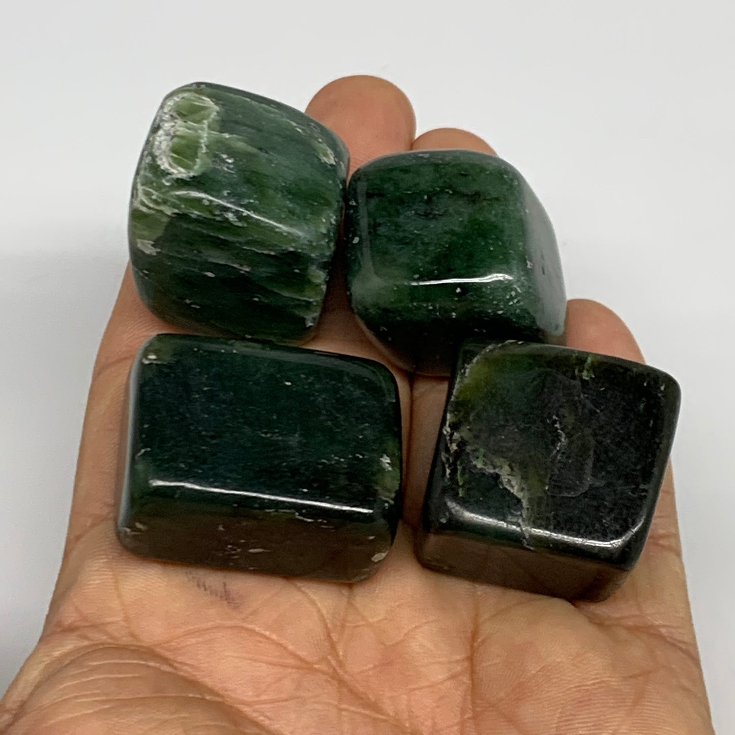 134.7g, 0.9"-1.2", 4pcs, Natural Nephrite Jade Tumbled Stone @Afghanistan,B31887