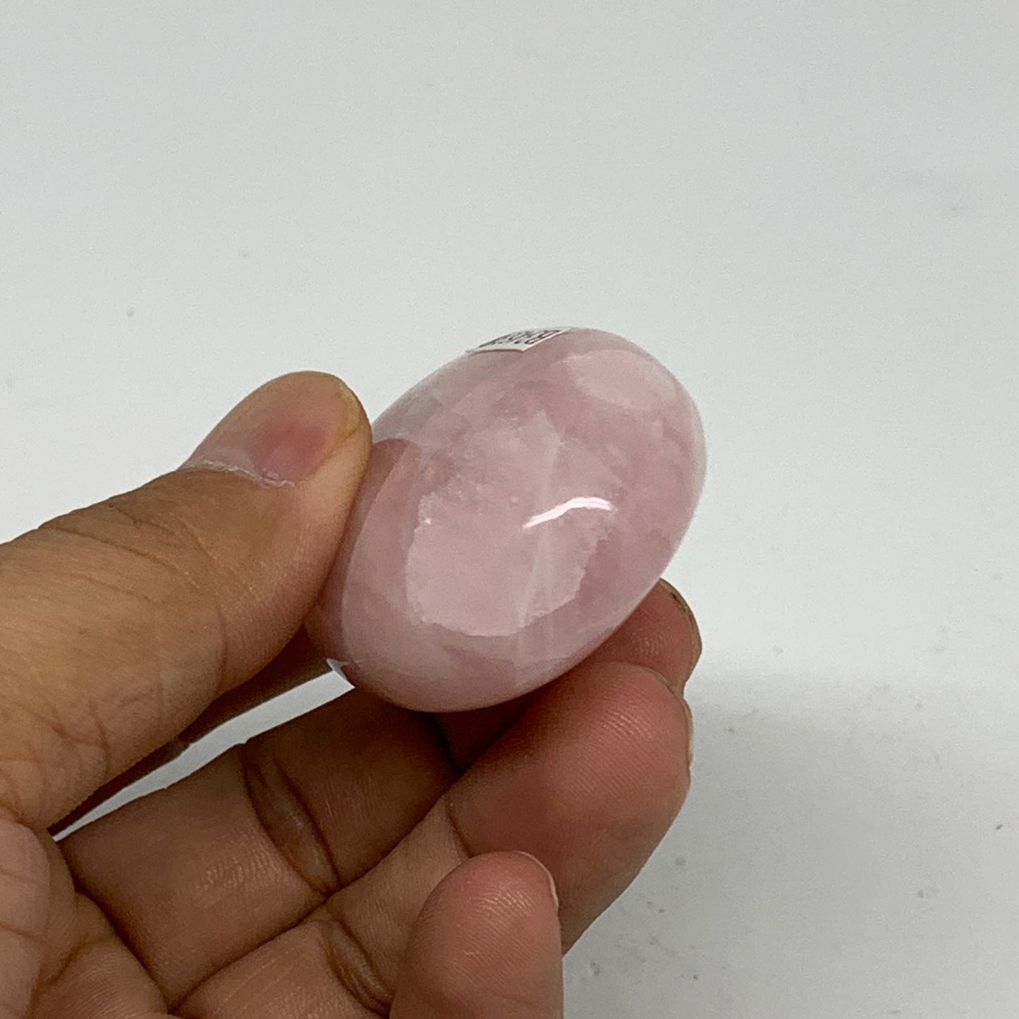 62.1g , 2.1"x1.4"x0.8", Natural Pink Rose Quartz Palm-stone Crystal, B34538